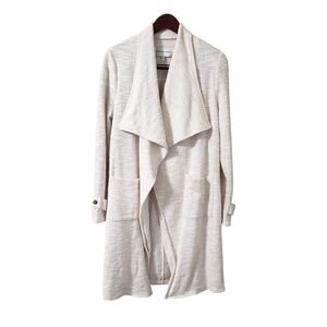 Cupcakes & Cashmere Harlem Sweater Coat Oatmeal Crepe Textured Longlined Sz Sm